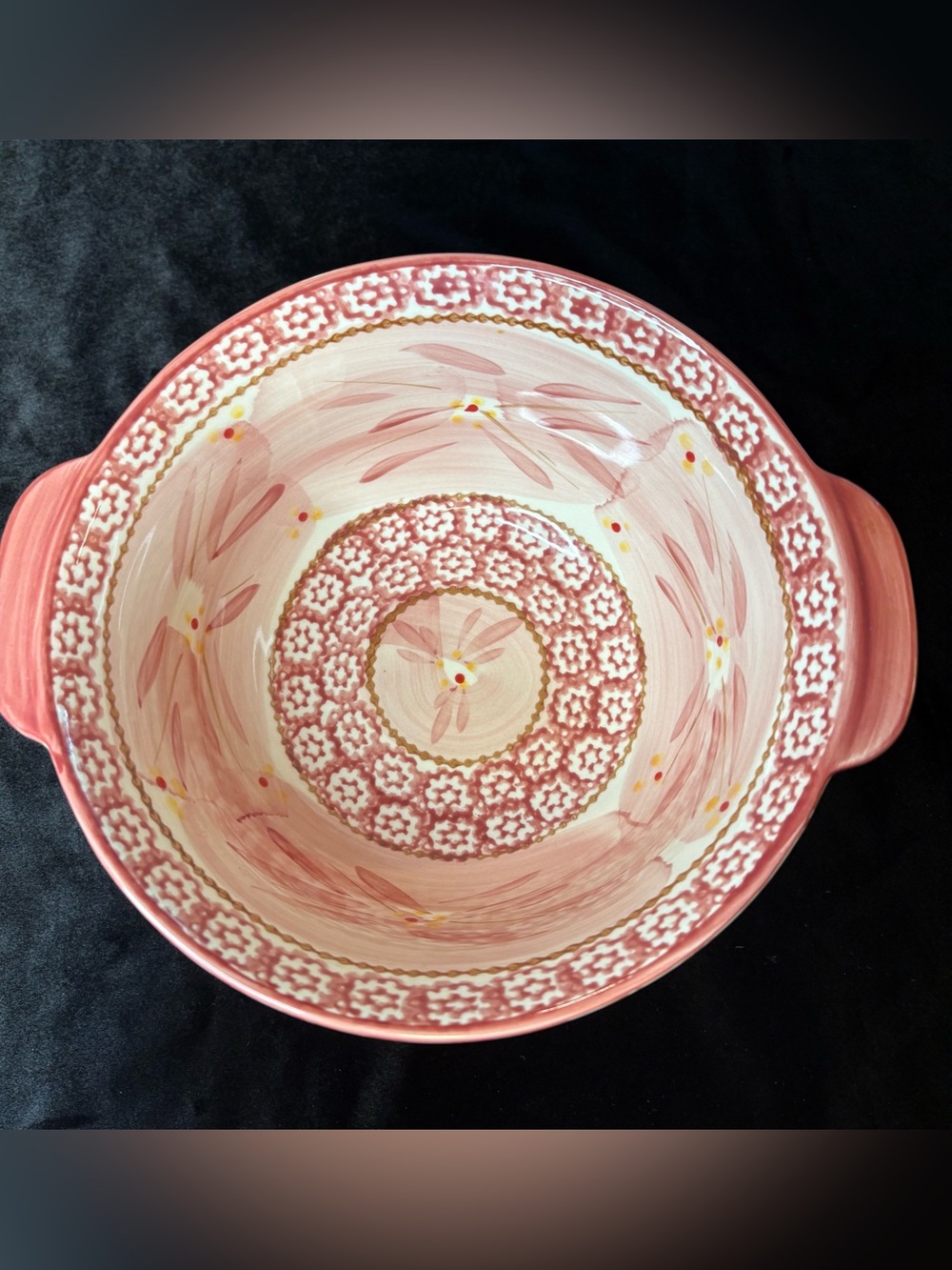 Temp- Tations Old World Cranberry Handled Round Serving Bowl - Picture 2 of 6